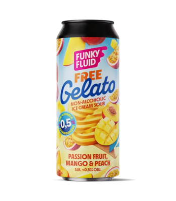 Funky Fluid - Free Gelato: Passionfruit, Mango & Peach (alcoholvrij 0,5%) - 330ml can